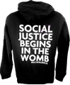 Picture of SOCIAL JUSTICE BEGINS IN THE WOMB (black) zip-up hoodie