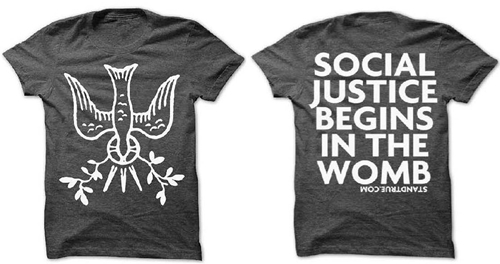 Picture of Social Justice Begins in the Womb (charcoal black) double sided t-shirt