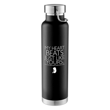 Picture of My Heart Beats Just Like Yours (black & white) water bottle