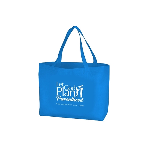 Picture of Let God Plan Parenthood (heather blue) tote bag