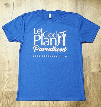 Picture of Let God Plan Parenthood (Carolina blue) t-shirt