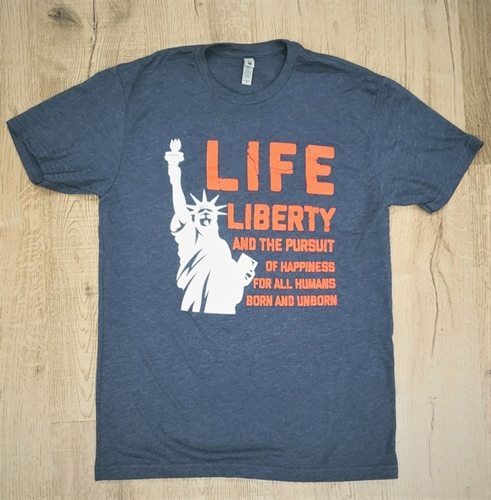 Picture of Life, Liberty and the Pursuit of Happiness for ALL Humans Born and Unborn (crew neck) t-shirt