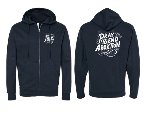 Picture of Pray to End Abortion (nvy/wht) double sided zip up hoodie