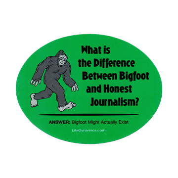 Picture of Bigfoot vs. Mainstream Media (green) Sticker
