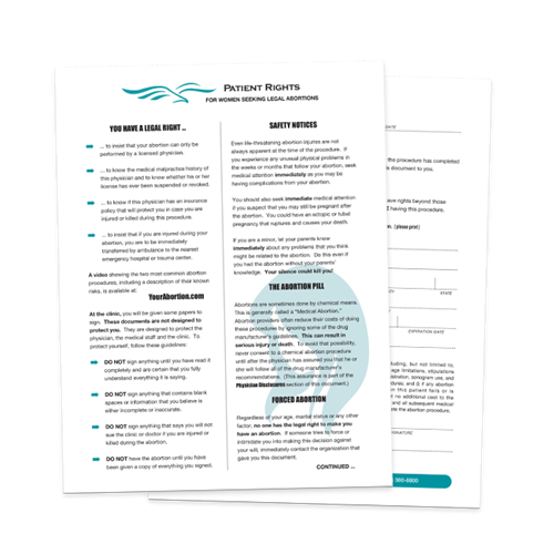 Picture of Patient Rights Sheets (1-pad = 25 sheets)