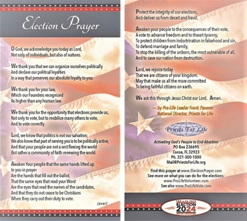 Picture of 2024 Election Prayer for Life cards