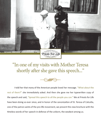 Picture of Mother Teresa's speech at the National Prayer  Breakfast - Digital Version
